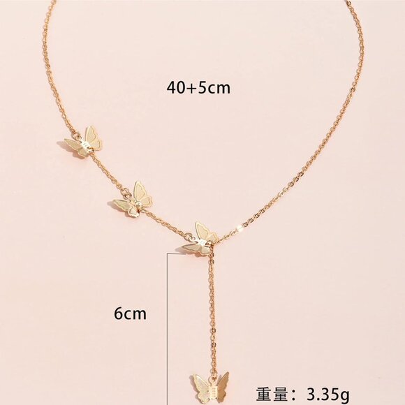 Gold Butterfly Neckalces for Women Sexy Clavicle Choker Chain Layered Butterflie - Picture 4 of 5